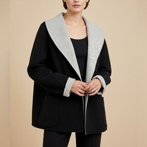 YEOHLEE NEW YORK Architectural Colorblock Fleece Jacket OS Grey Black